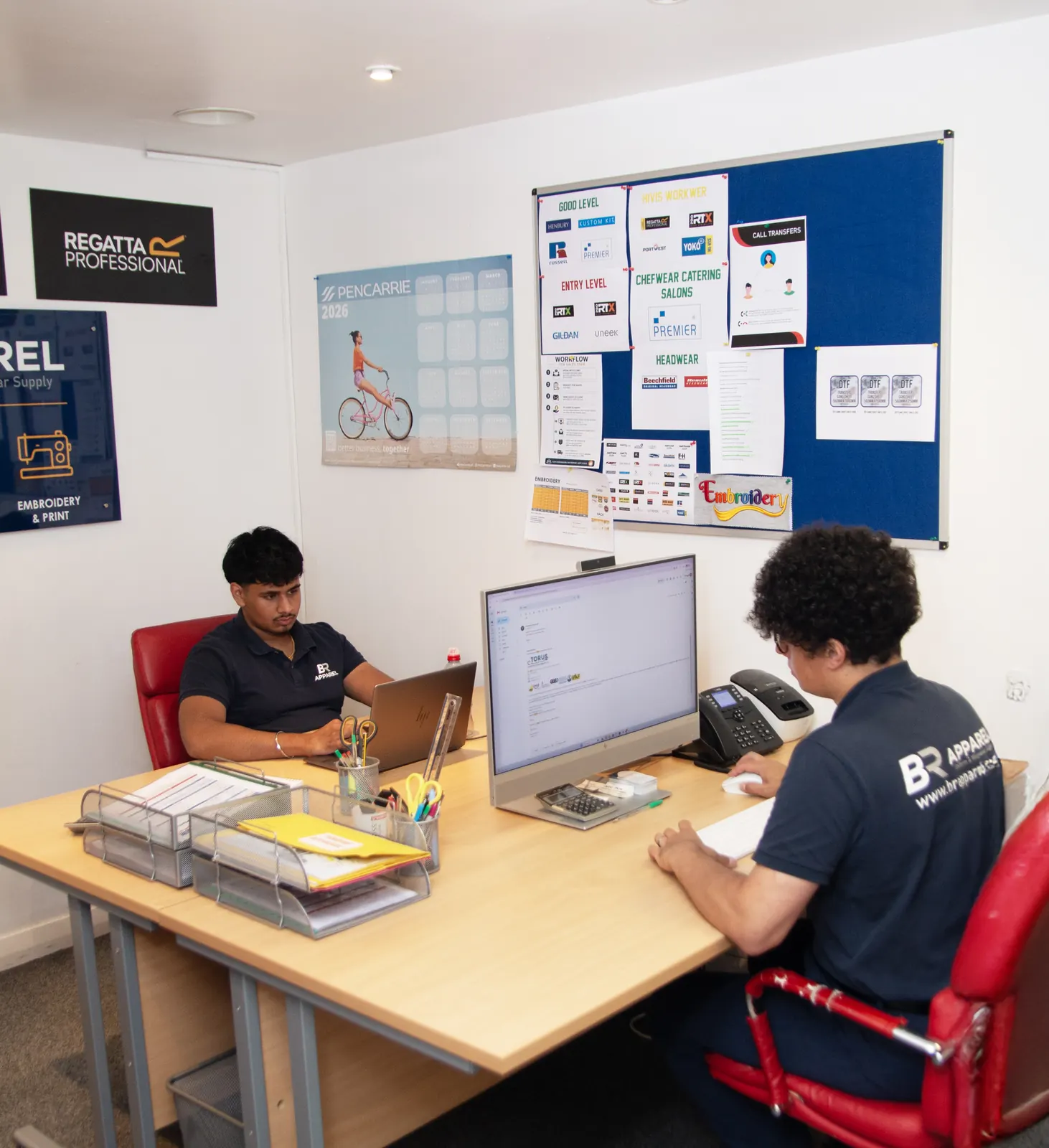 BR Apparel design desk in Bradford setting up artwork for a Wakefield uniform order