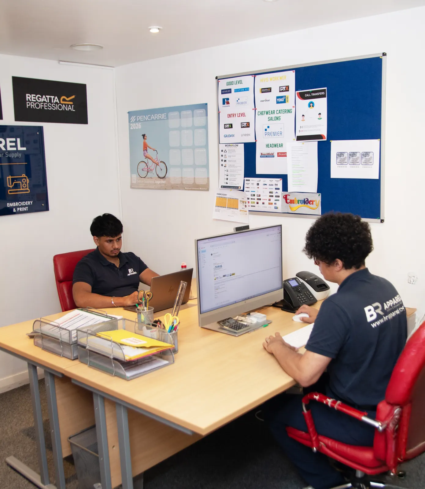 Uniform quote and garment options being reviewed at BR Apparel in Bradford