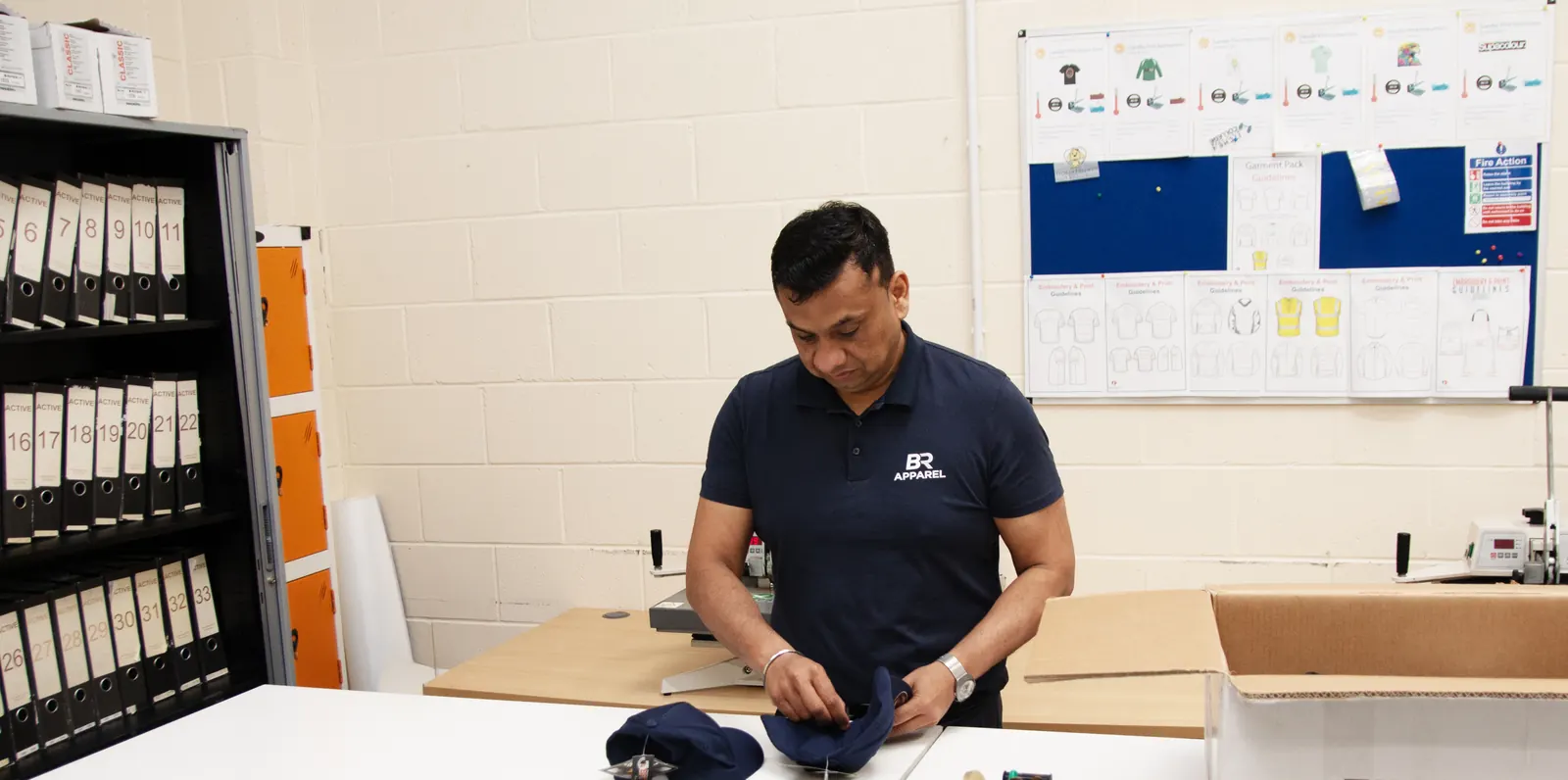 Repeat uniform order checked and packed at BR Apparel in Bradford for a Huddersfield customer